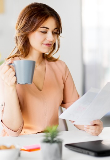 Customer reviewing her financing options